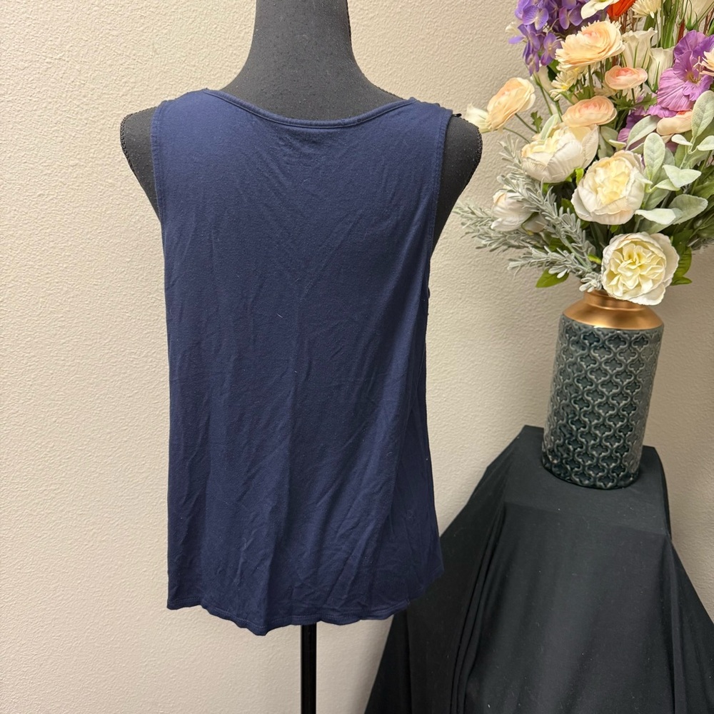 APT.9 Navy Sequin Embellished Tank Top XL Sparkle Sleeveless Party Blouse - Picture 3 of 8